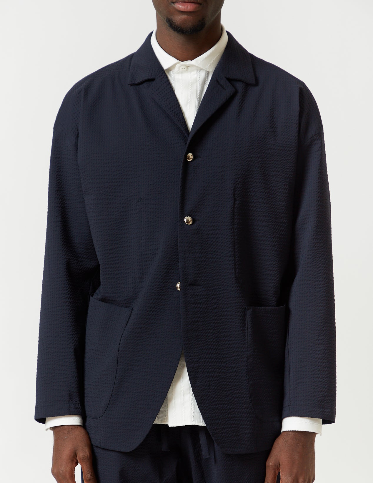 Washable Single Shirt-Jacket navy/beige