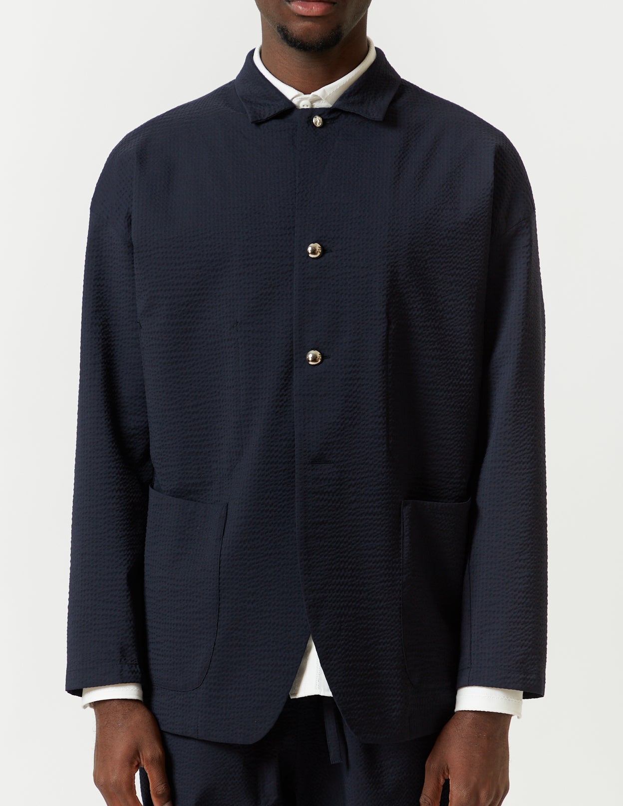 Washable Single Shirt-Jacket navy/beige