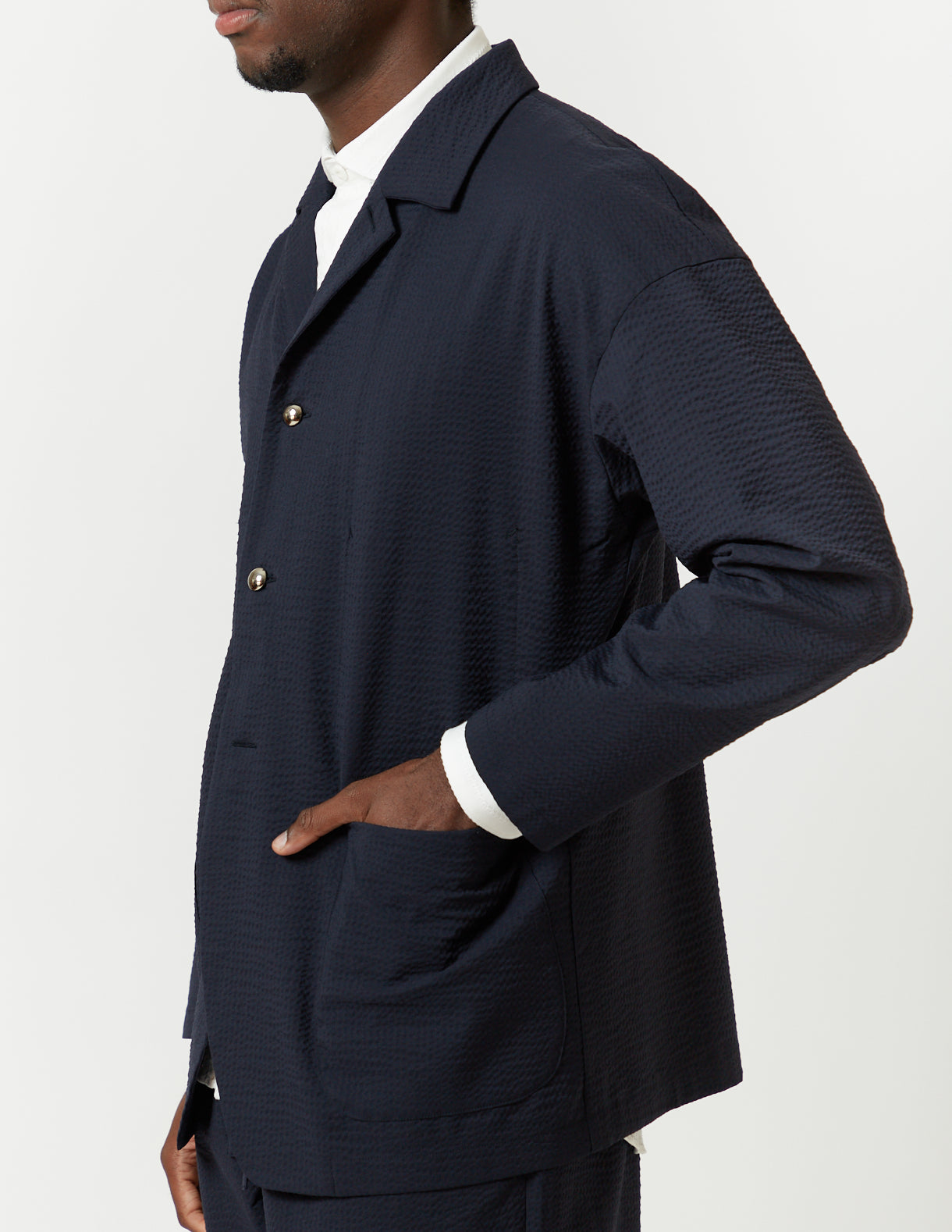 Washable Single Shirt-Jacket navy/beige