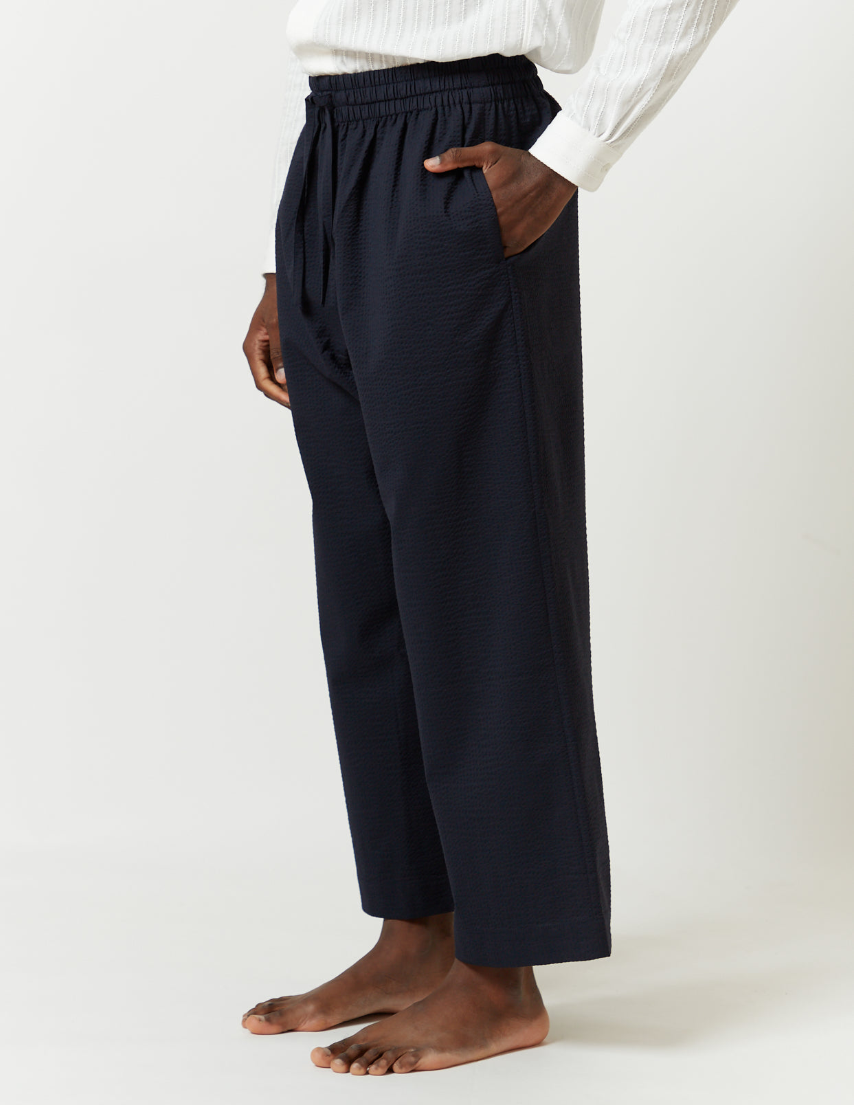 Washable Drawstring Pants beige/navy