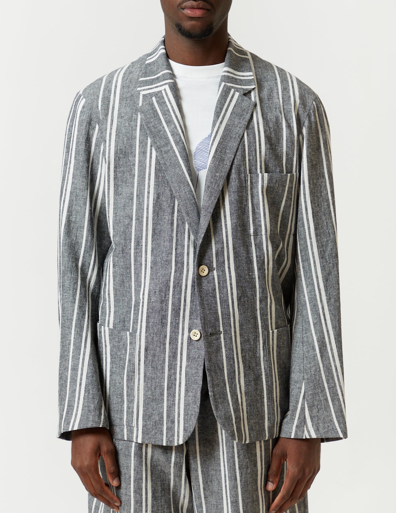 Norfolk Jacket -grey x white stripe-