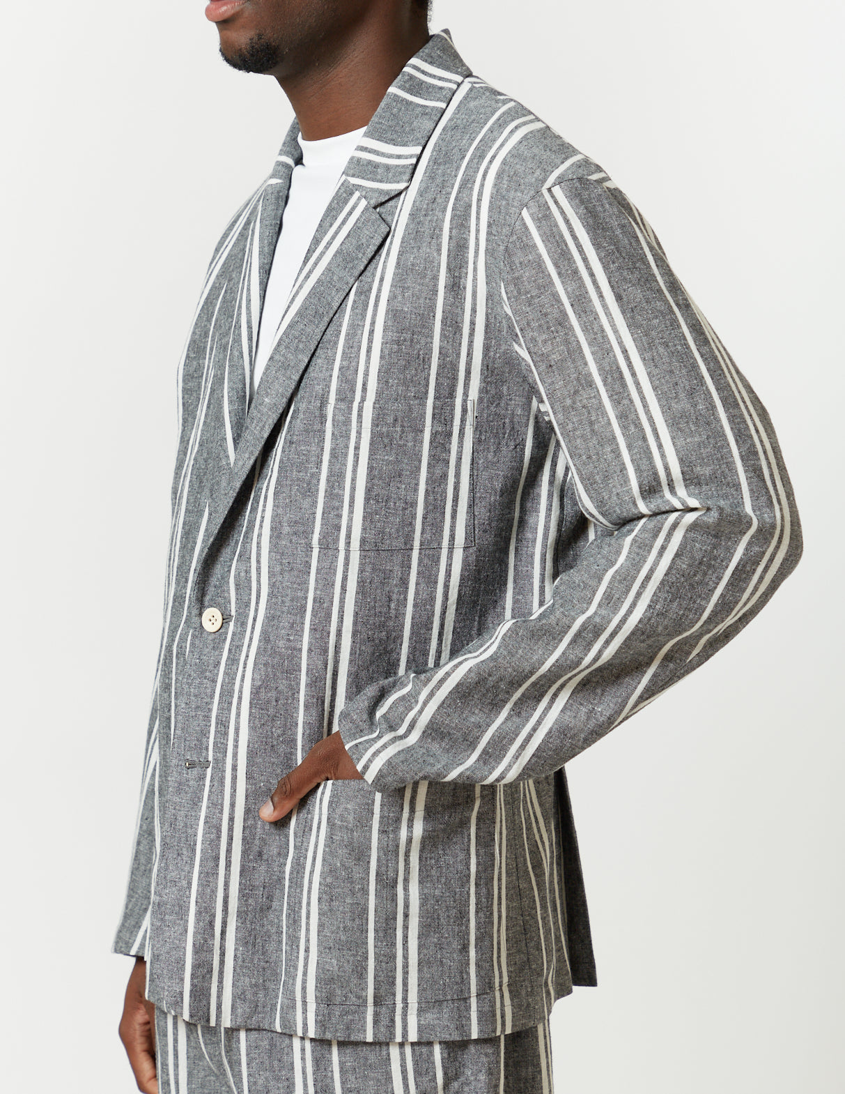 Norfolk Jacket -grey x white stripe-