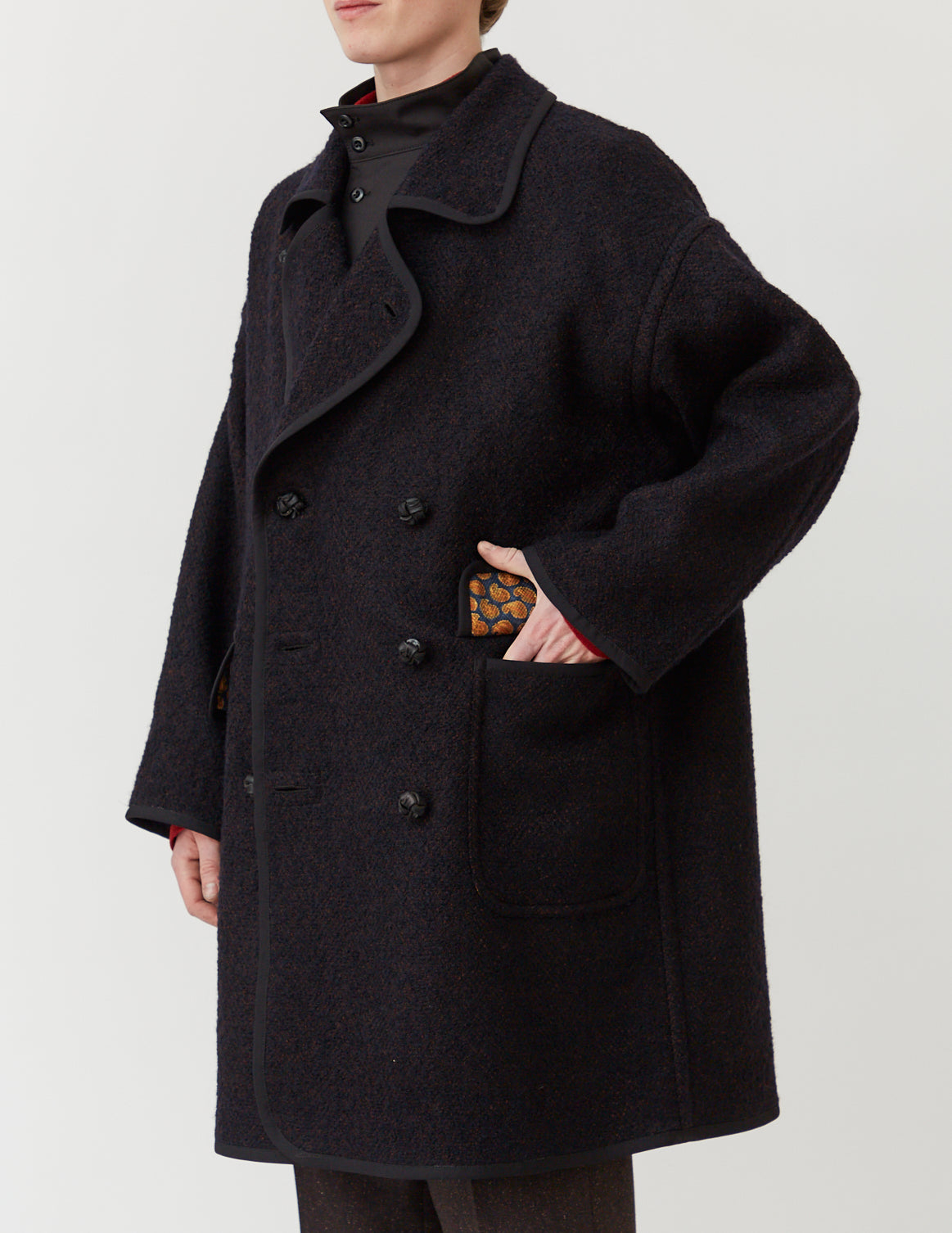 W6B HOUSE COAT navy x bordeaux mix