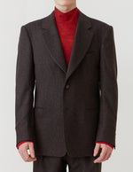 FISH-MOUTH-LAPEL JACKET mix brown herringbone