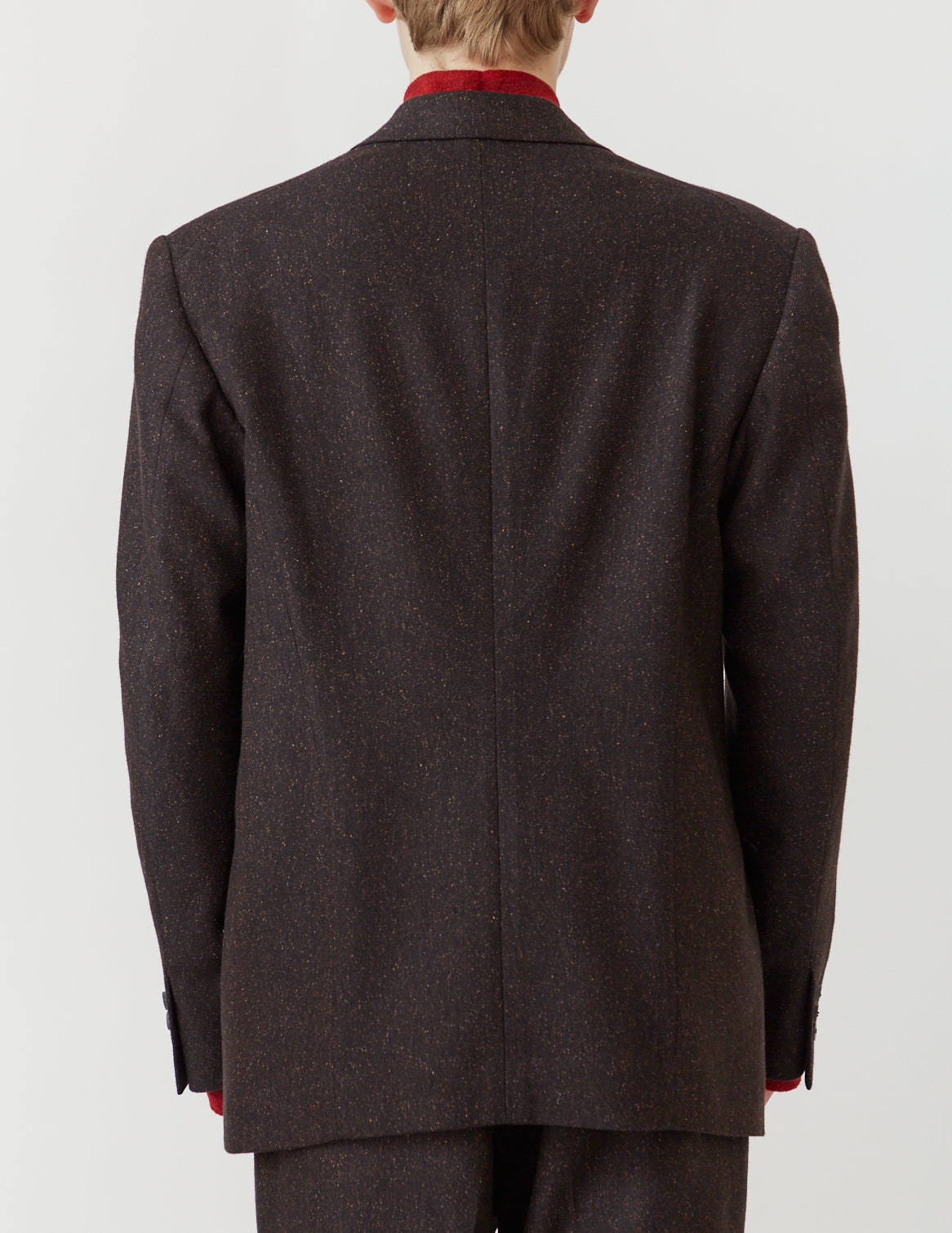 FISH-MOUTH-LAPEL JACKET mix brown herringbone