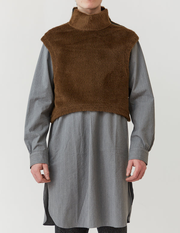 TAPED-SIDE SHORT LENGTH PULLOVER GILET khaki green