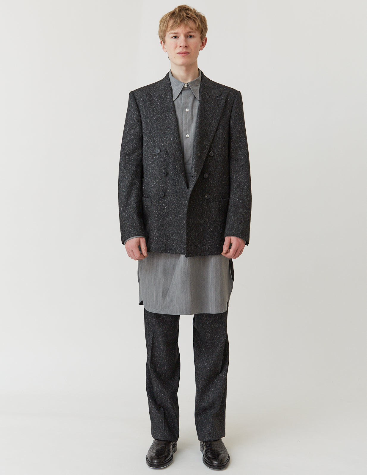 6B DOUBLE-BREASTED TAILORED JACKET mix grey herringbone