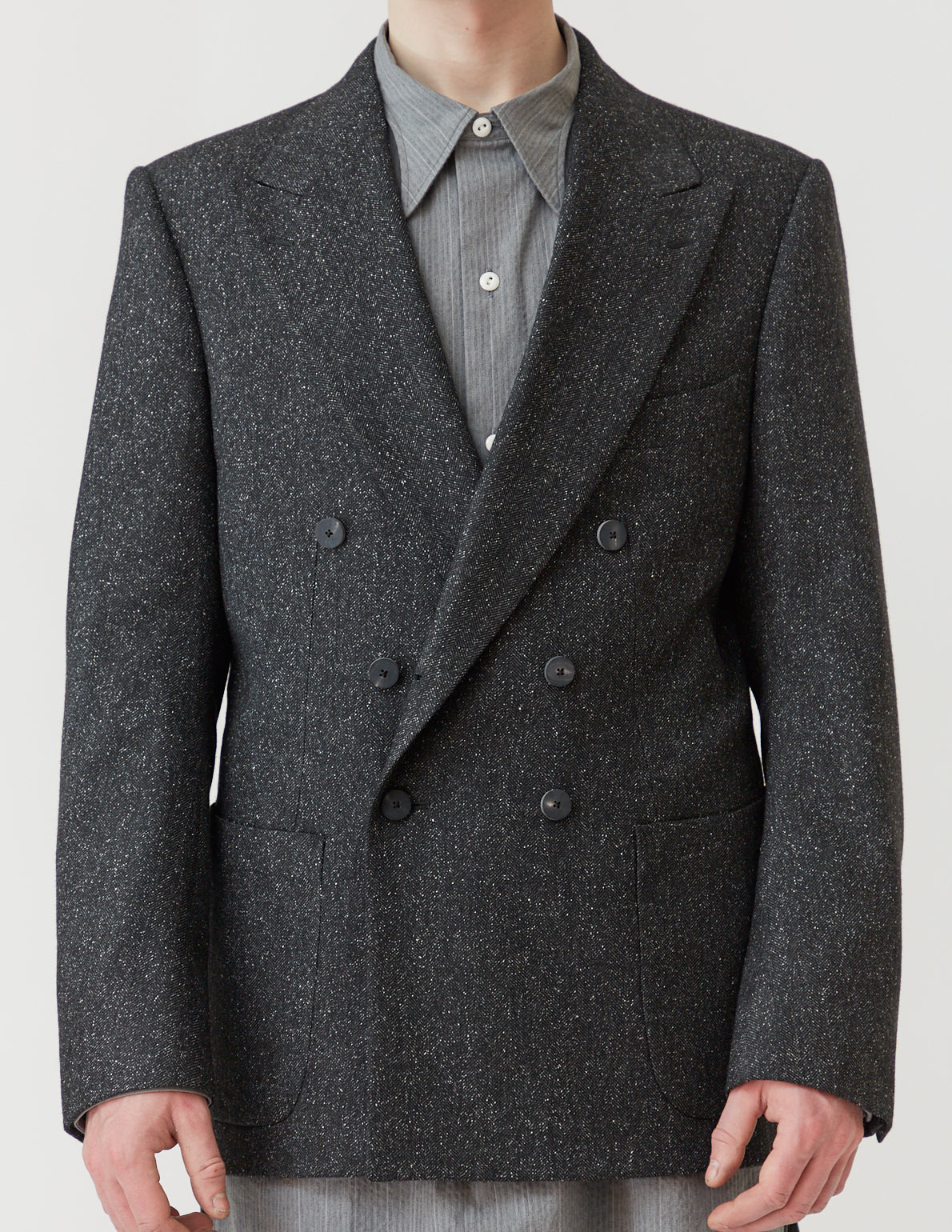 6B DOUBLE-BREASTED TAILORED JACKET mix grey herringbone