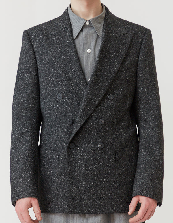 6B DOUBLE-BREASTED TAILORED JACKET mix grey herringbone