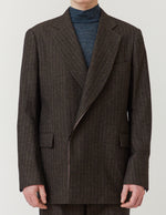 FLY FRONT DOUBLE JACKET mix brown stripe