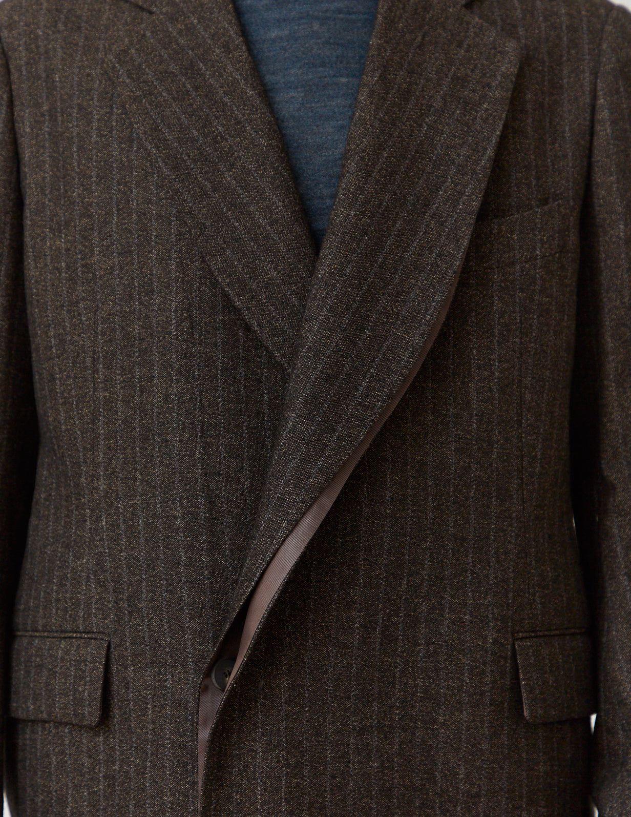 FLY FRONT DOUBLE JACKET mix brown stripe