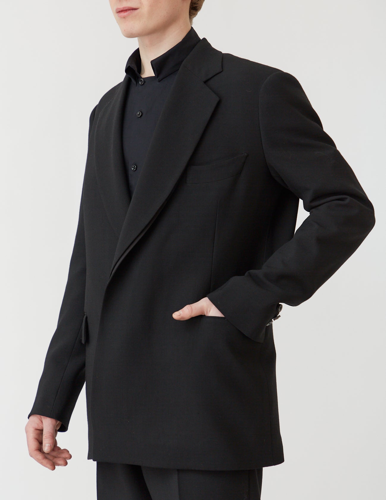 FLY FRONT DOUBLE JACKET black