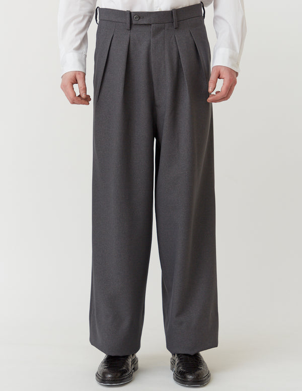 TUCKED WIDE PANTS georgette