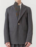 S2B JACKET grey georgette x school stripe lapel&collar