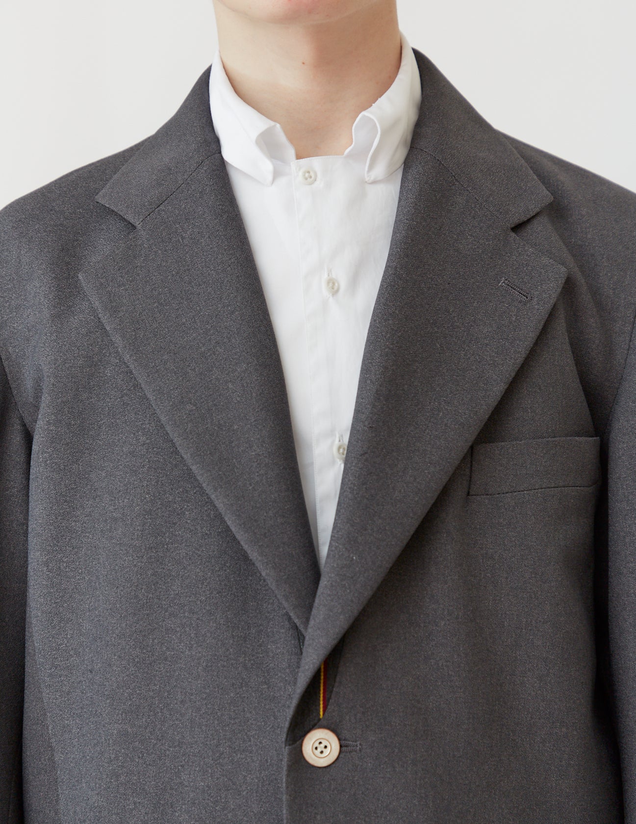 S2B JACKET grey georgette x school stripe lapel&collar