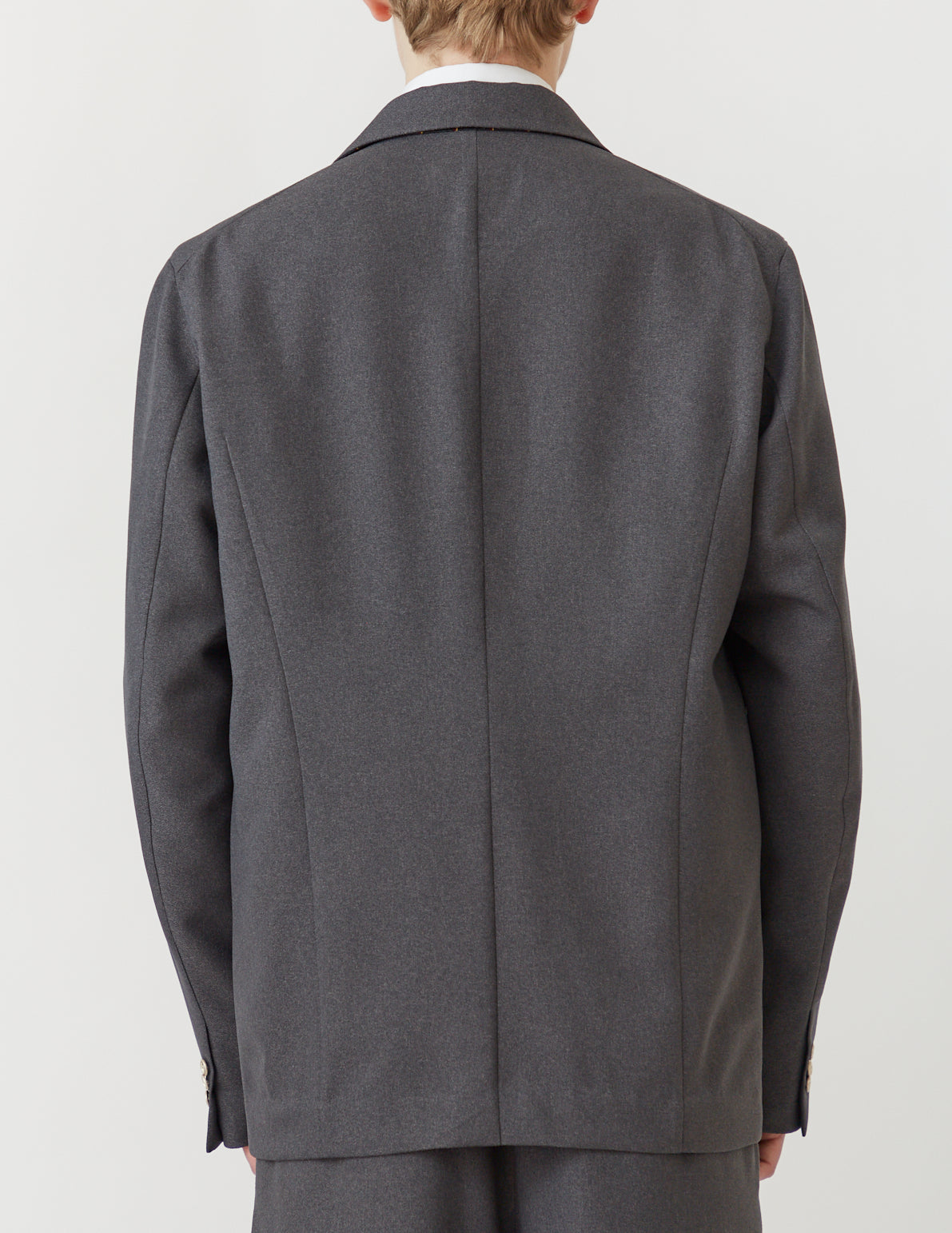 S2B JACKET grey georgette x school stripe lapel&collar