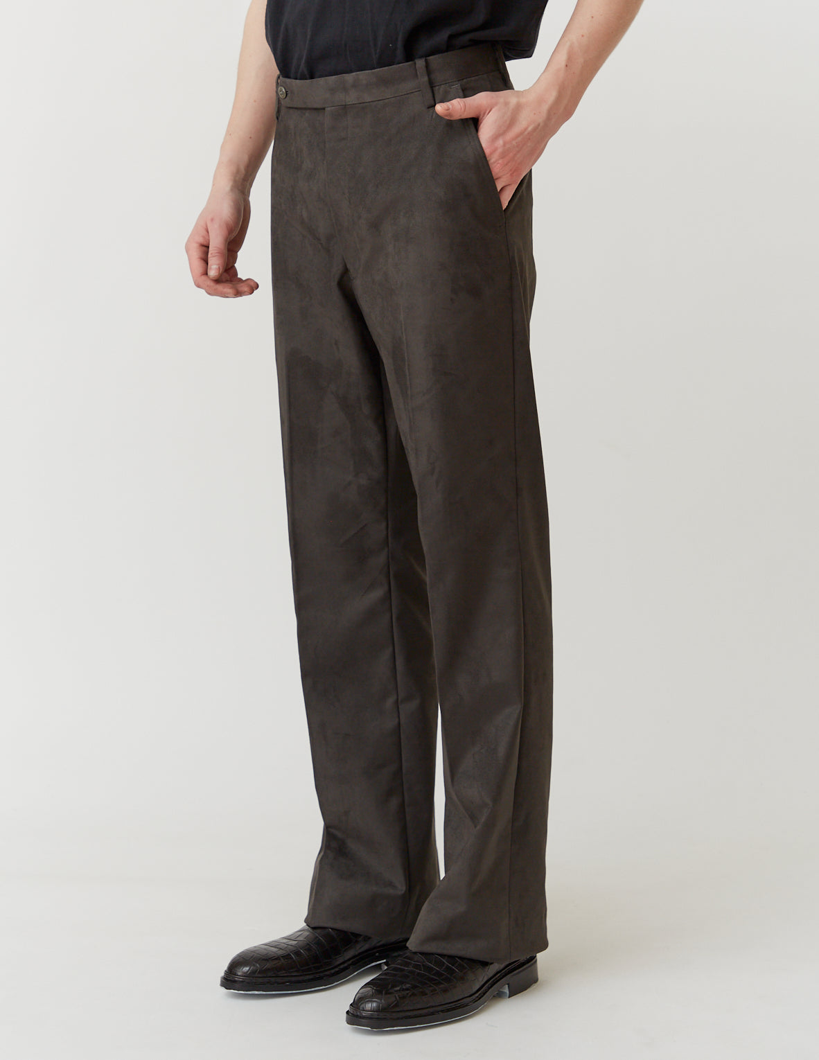 FLARE PANTS grey suede