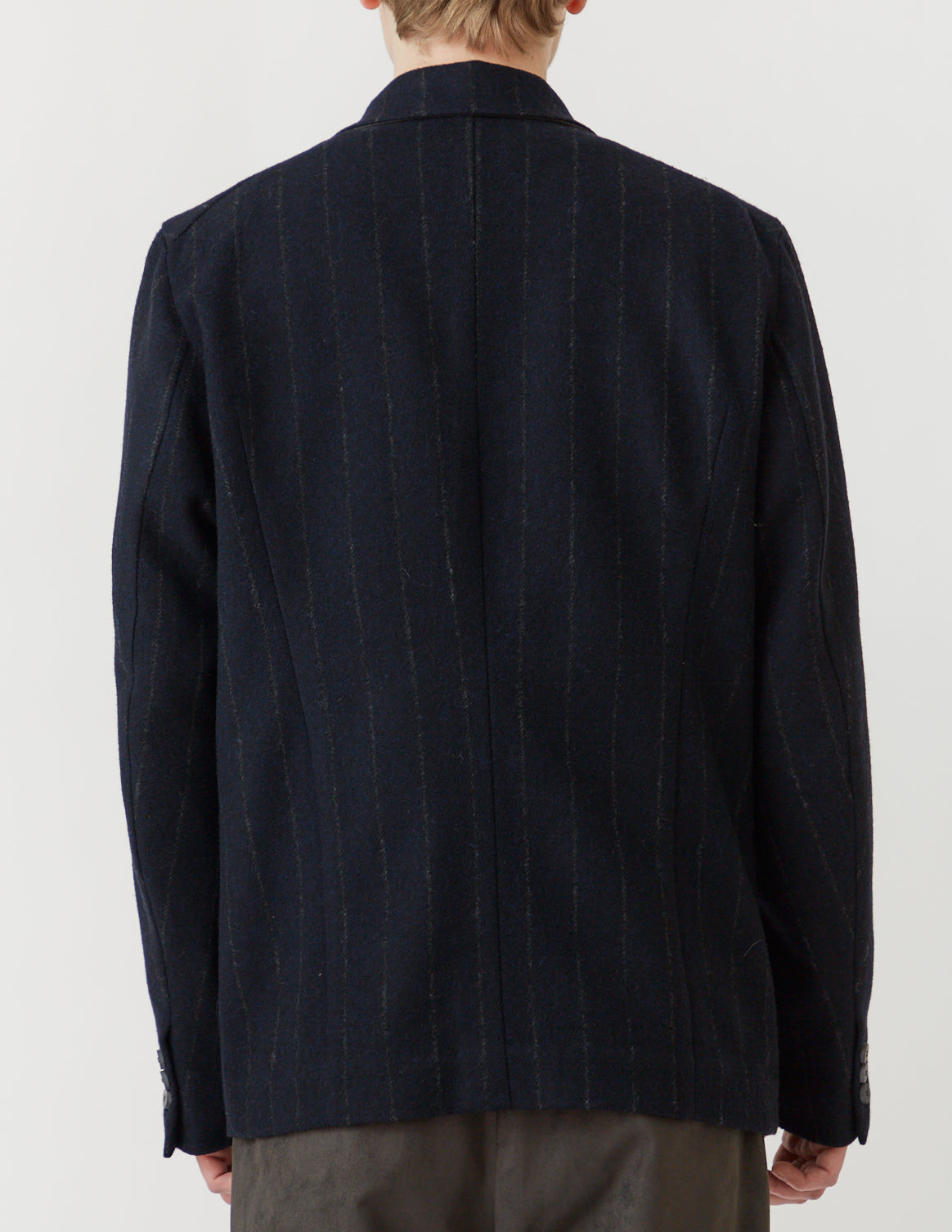 DOUBLE 4-BUTTON JACKET grey suede lapel&collar