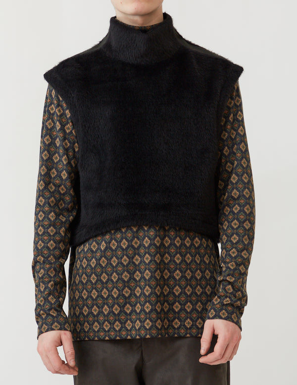 TAPED-SIDE SHORT LENGTH PULLOVER GILET black