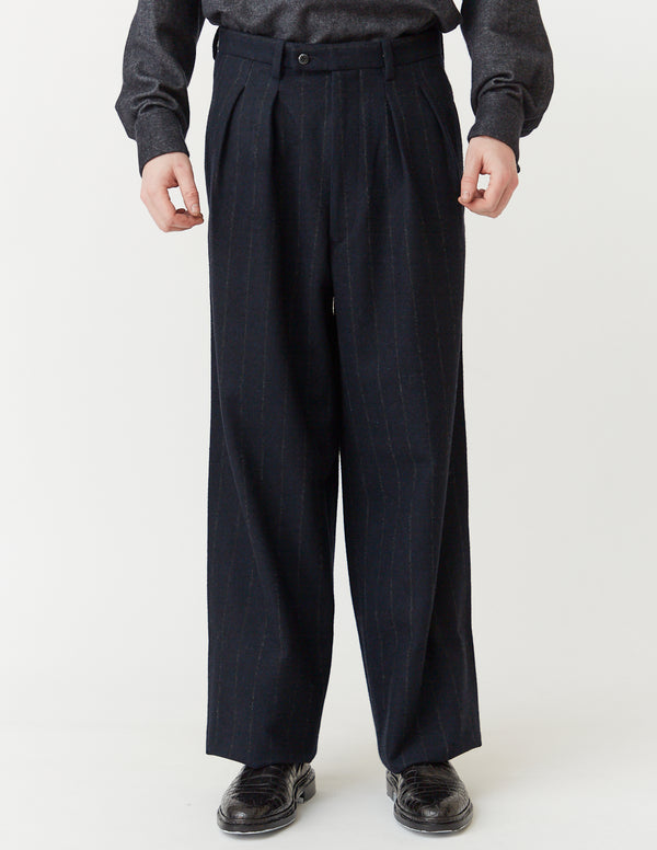TUCKED WIDE PANTS navy x stripe