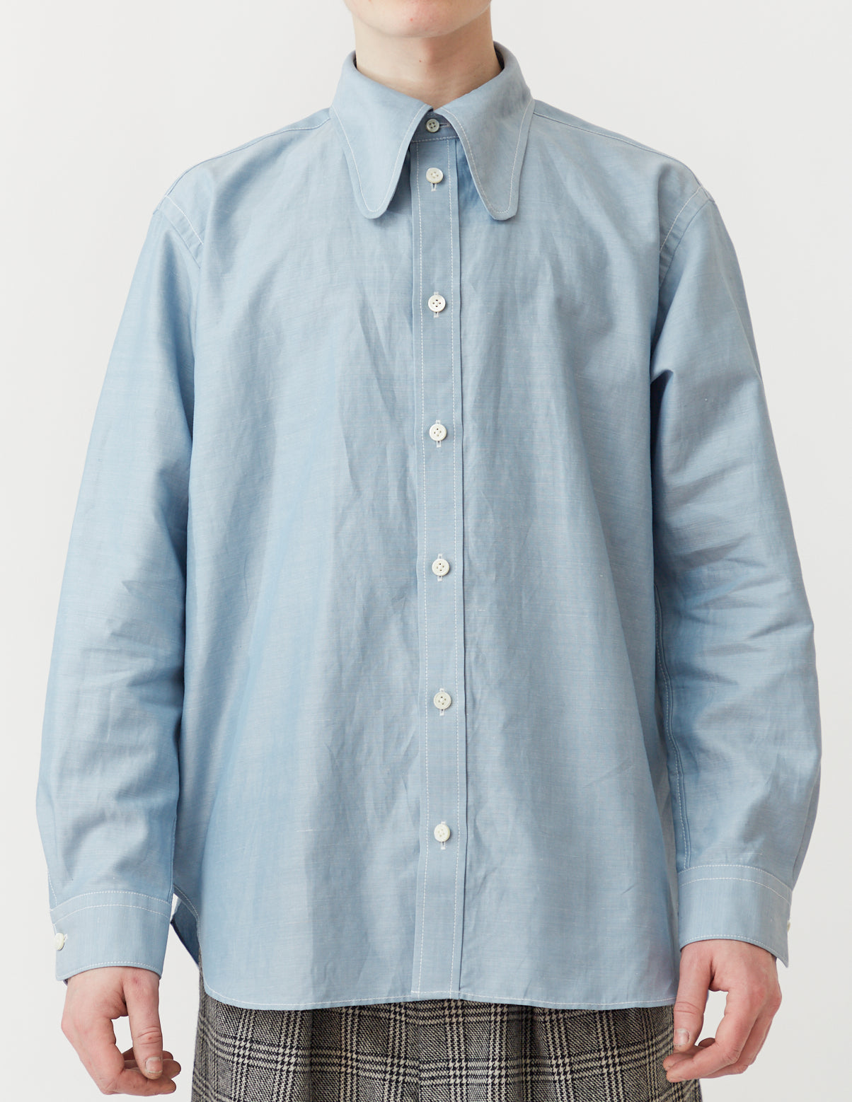 DOG-EAR COLLAR SHIRT sax blue