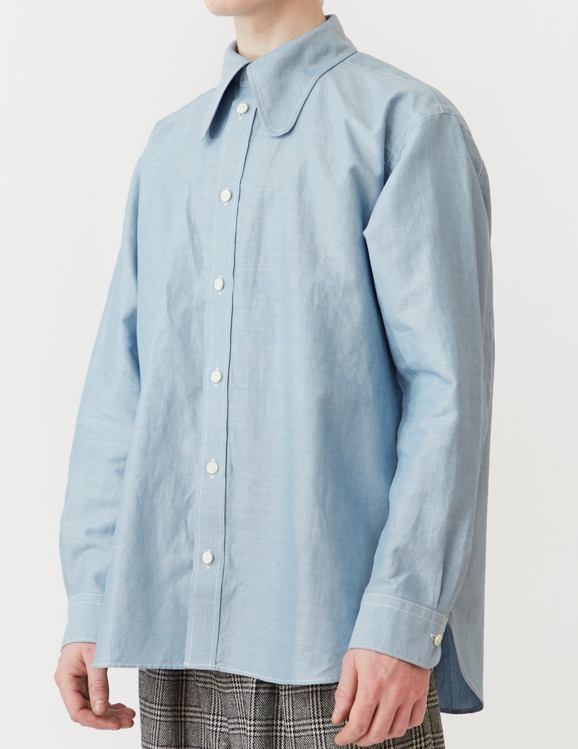 DOG-EAR COLLAR SHIRT sax blue