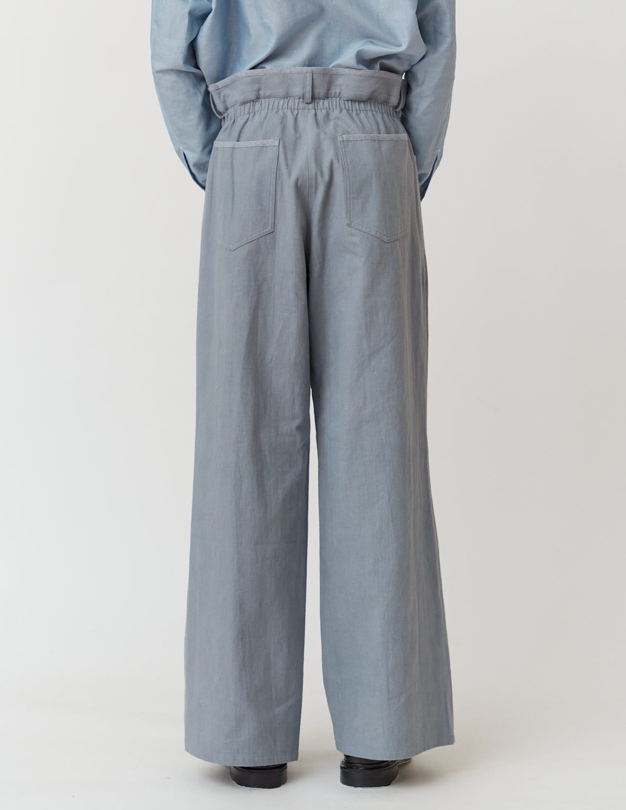 GATHERED WAIST WIDE PANTS sax blue