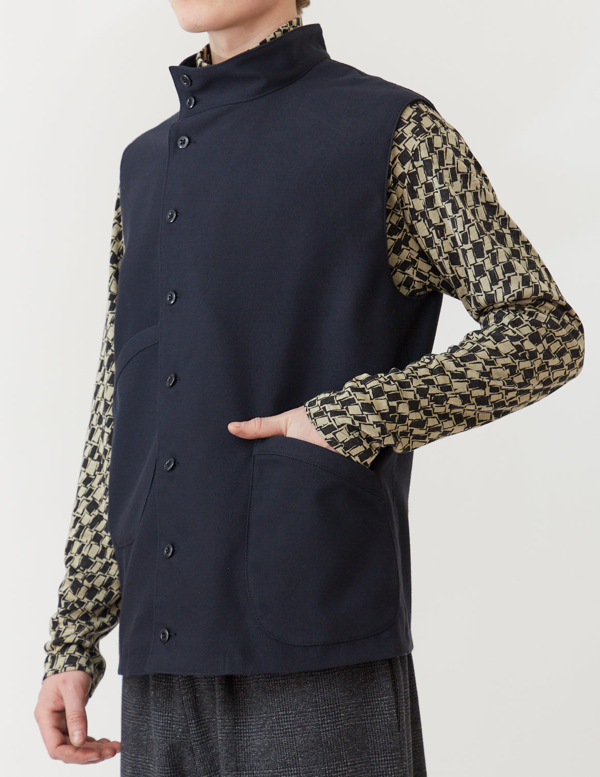 STAND-UP COLLAR 9B GILET navy