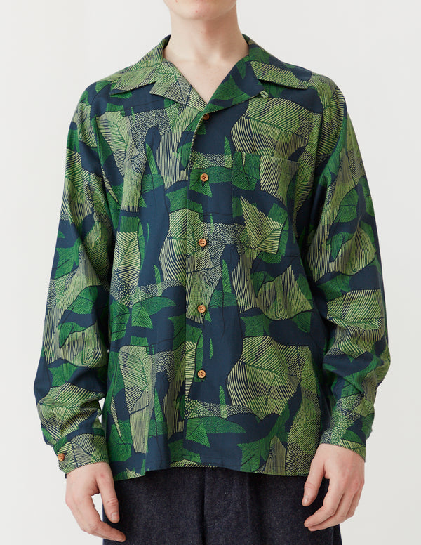 PRINT RAGLAN LONG SLEEVE SHIRT green abstract art touch