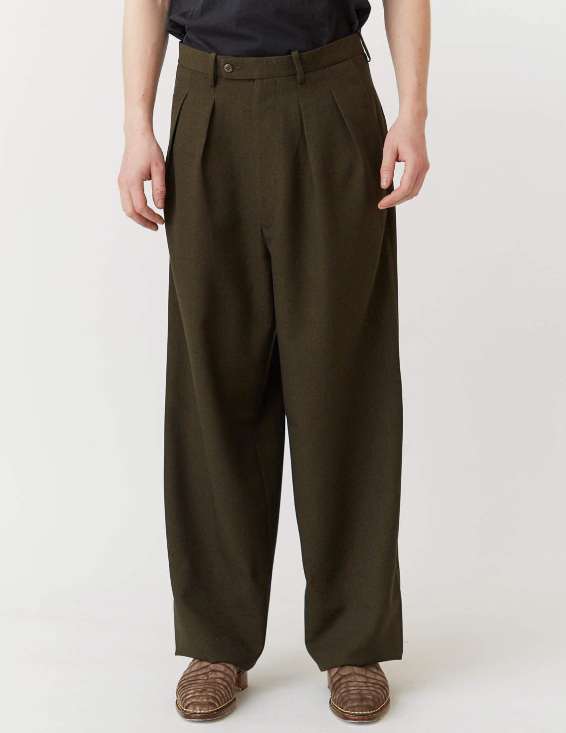 TUCKED WIDE PANTS georgette