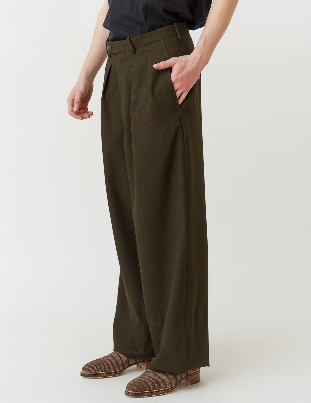 TUCKED WIDE PANTS georgette