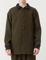Ribbed Cuffs&Collar Shirt-Jacket moss green x black