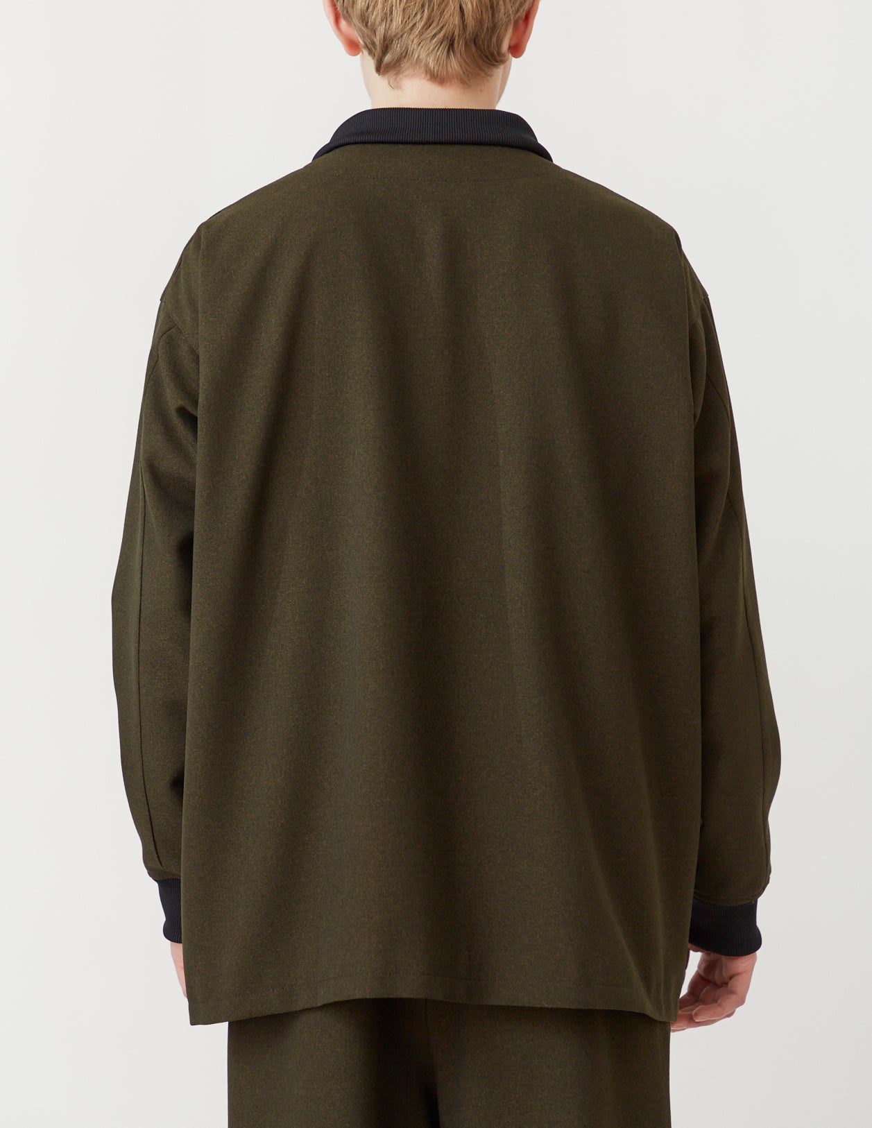Ribbed Cuffs&Collar Shirt-Jacket moss green x black
