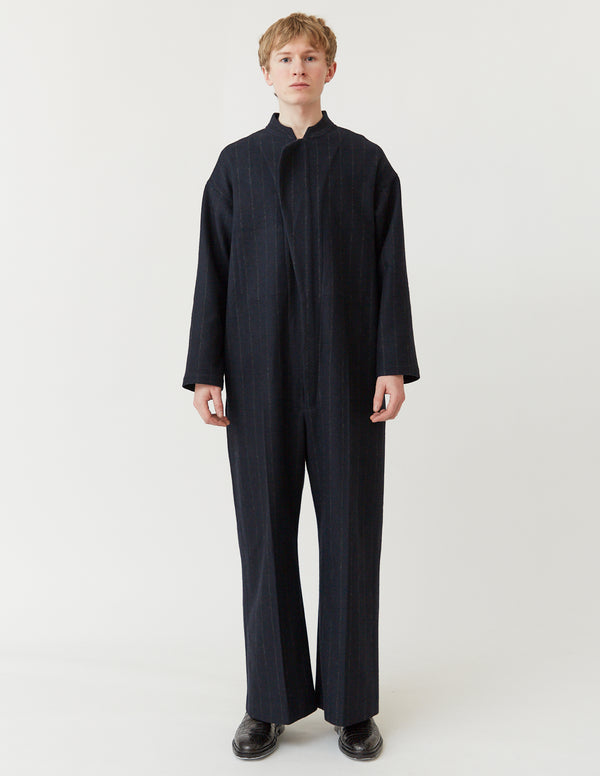FLY FRONT JUMPSUIT navy stripe