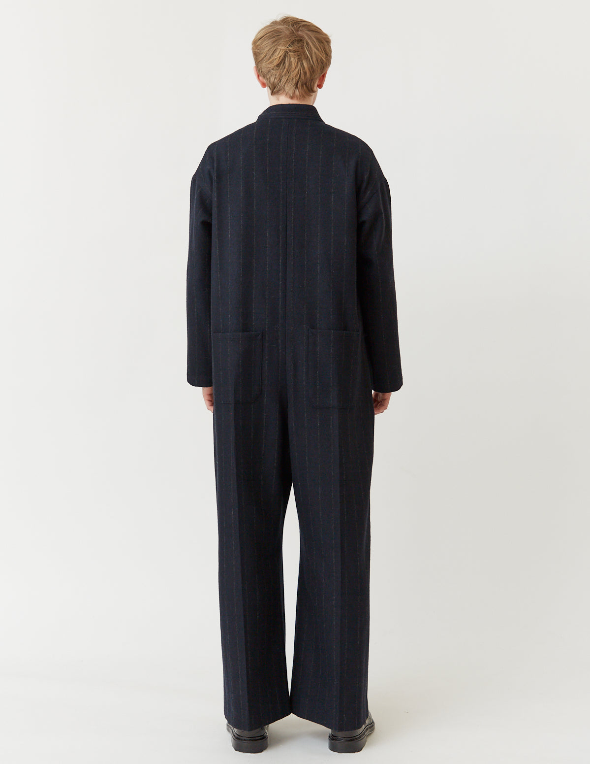 FLY FRONT JUMPSUIT navy stripe