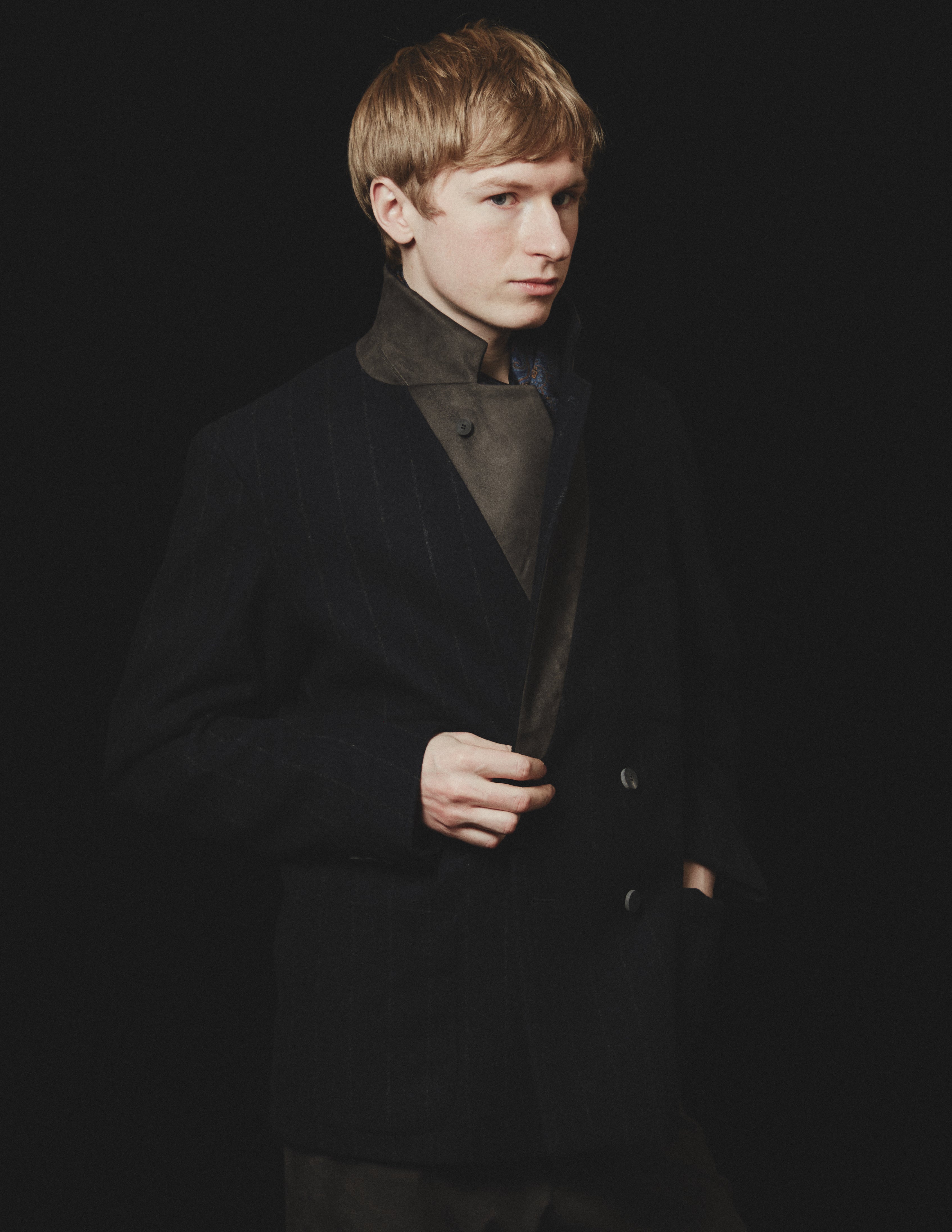 W4B JACKET grey suede lapel&collar