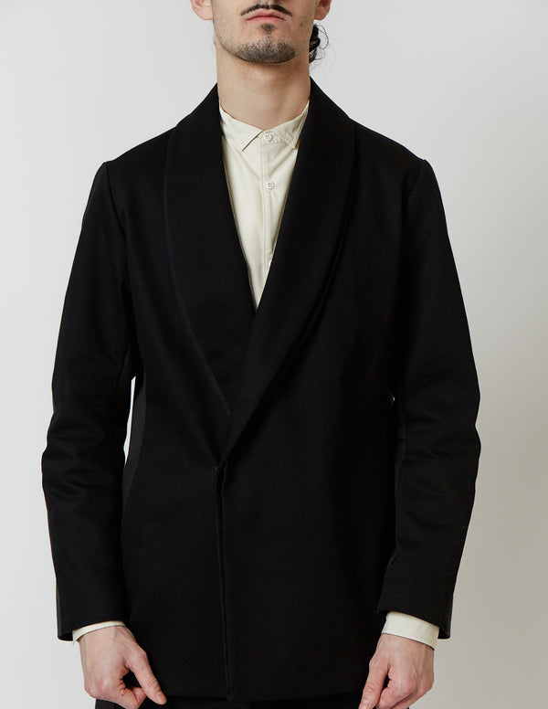 N) DOUBLE SHAWL COLLAR JACKET black x charcoal