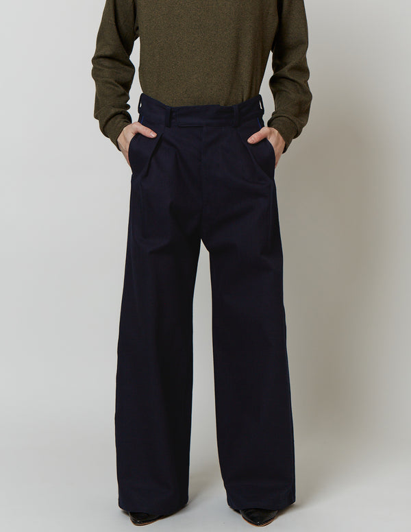 N) FRENCH DENIM GAGGY PANTS navy