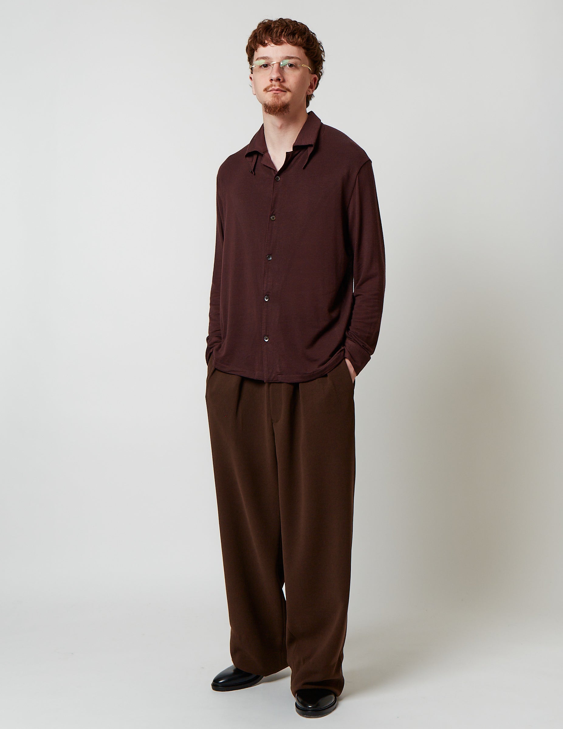 JERSEY SHIRT bordeaux / black