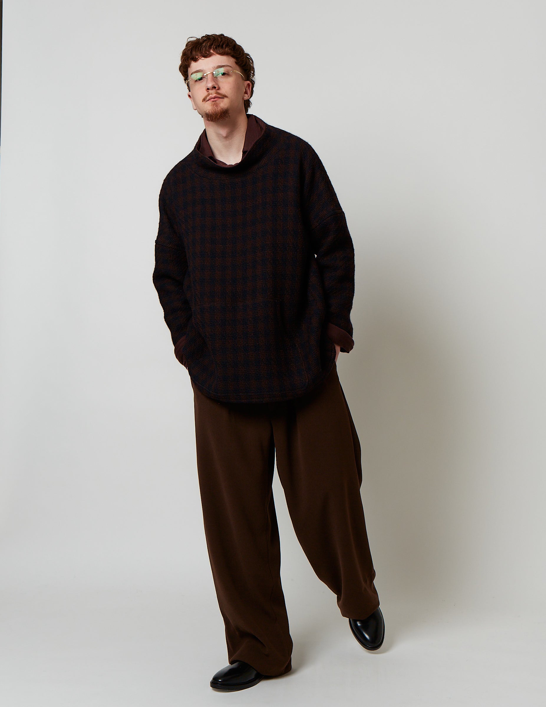 STAND-UP COLLAR TUNIC navy x bordeaux