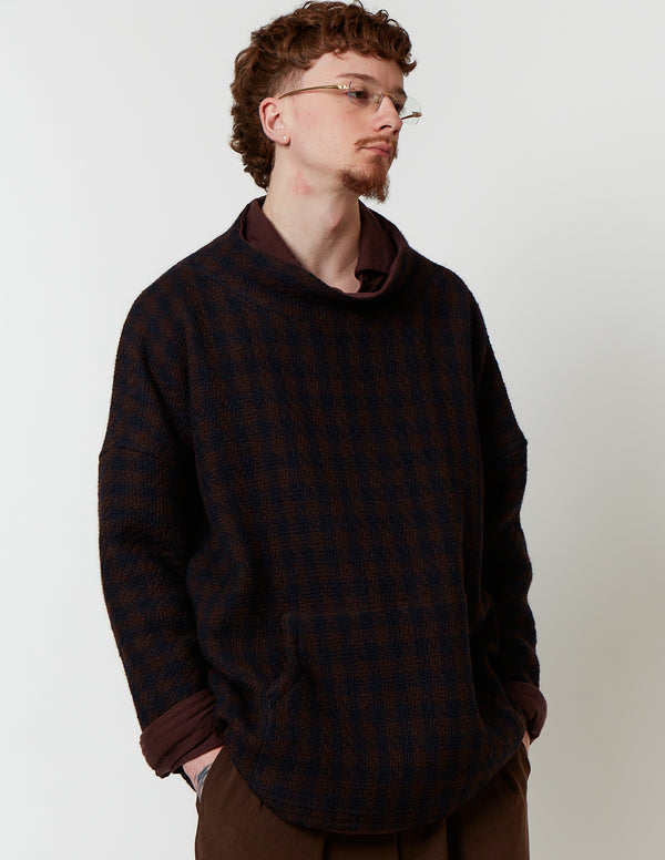 STAND-UP COLLAR TUNIC navy x bordeaux