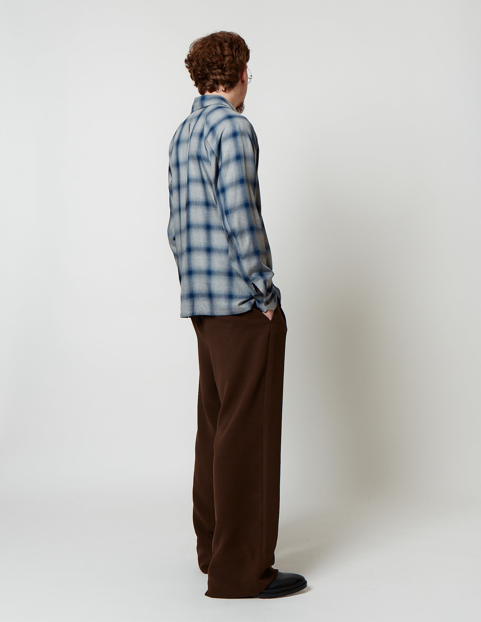 PRINT RAGLAN LONG SLEEVE SHIRT ombre check