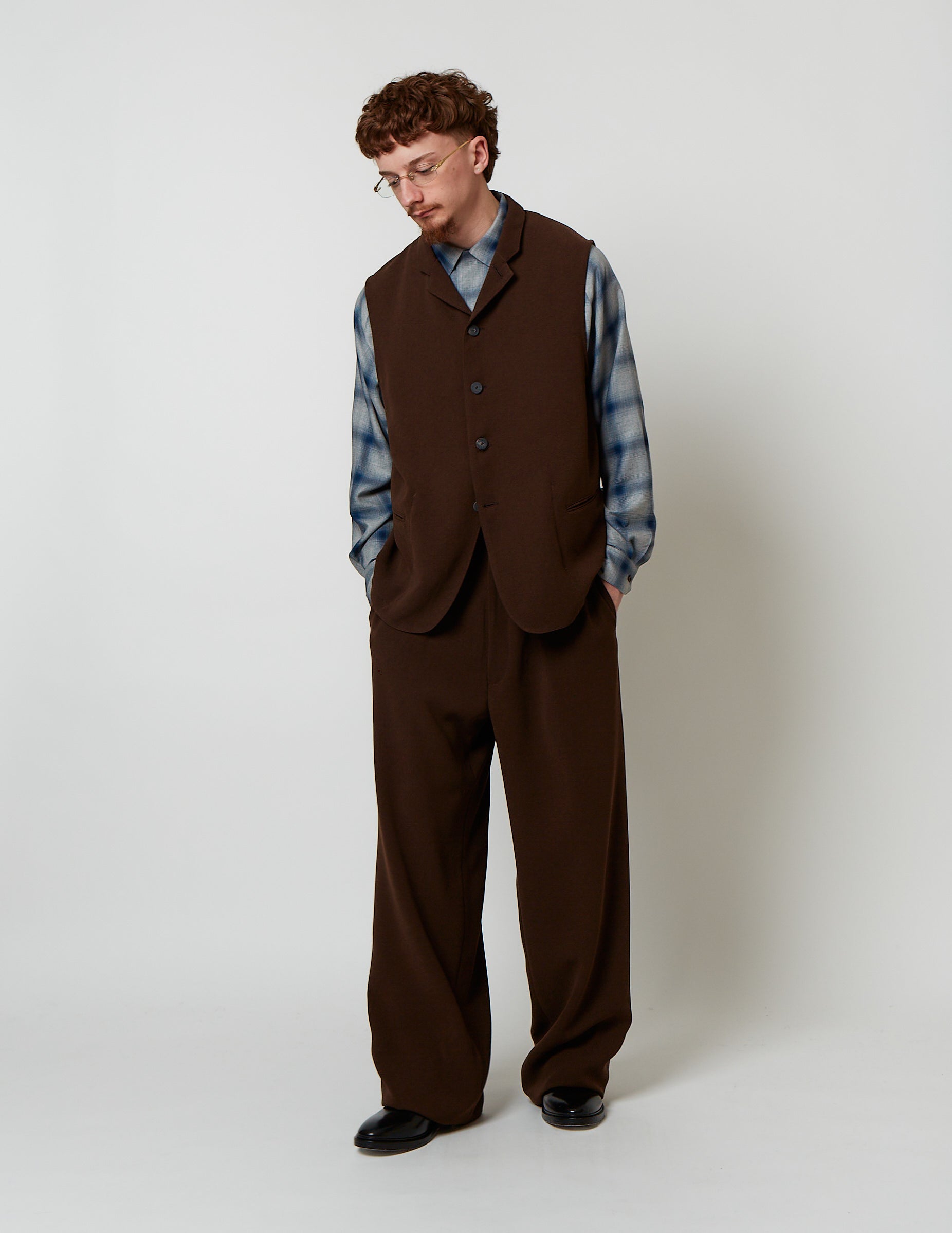 Stand-Up Collar Gilet brown/charcoal