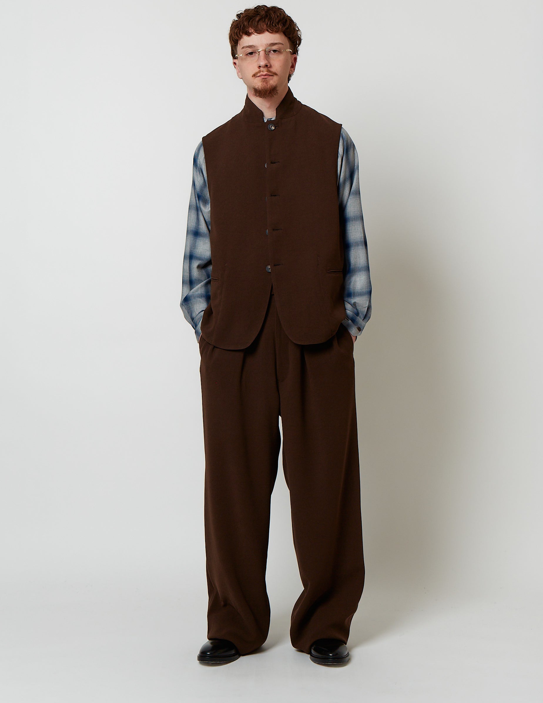 Stand-Up Collar Gilet brown/charcoal