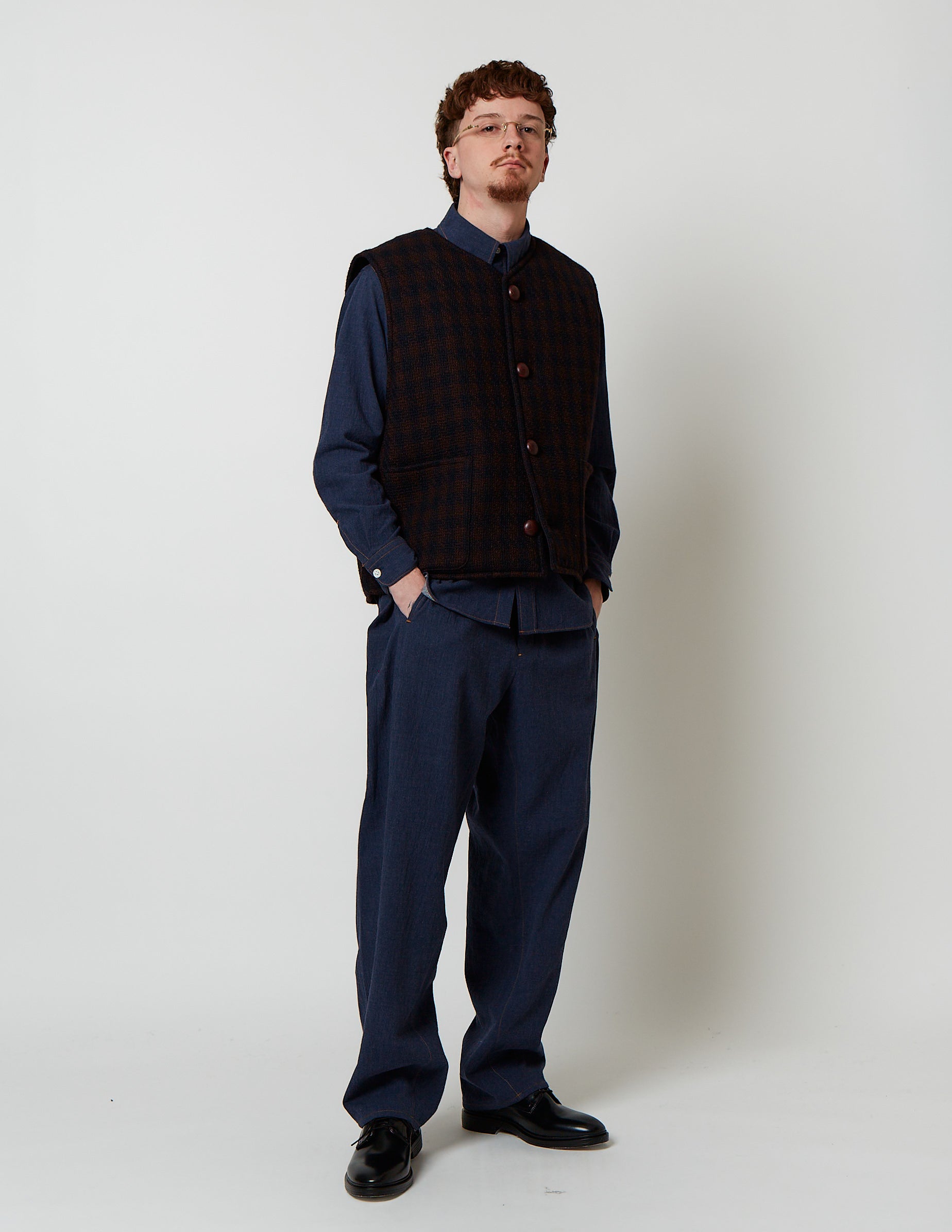 Padded No-Seam Shoulder Gilet navy x bordeaux