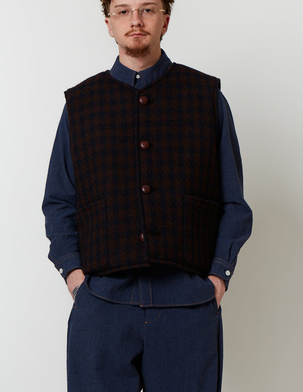 Padded No-Seam Shoulder Gilet navy x bordeaux