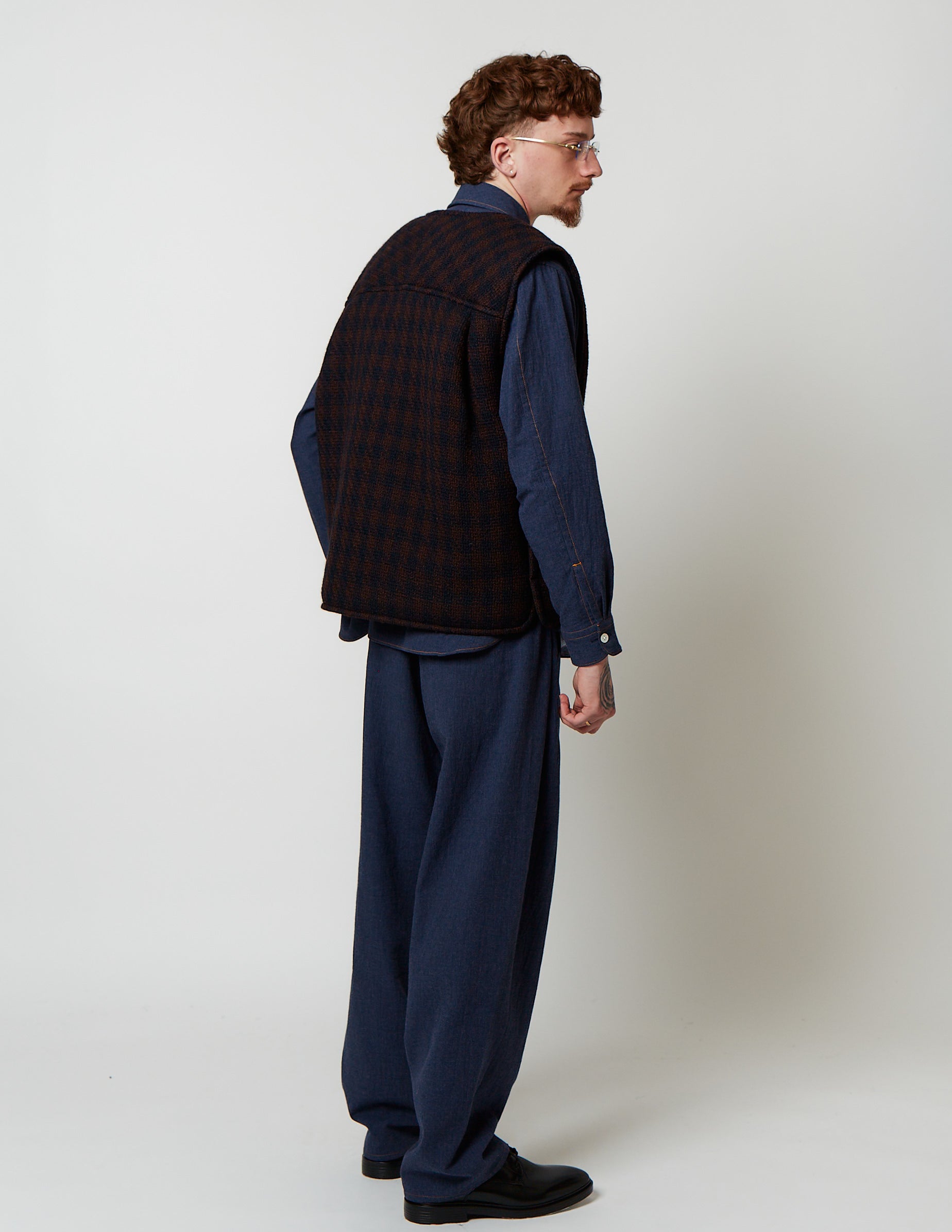 Padded No-Seam Shoulder Gilet navy x bordeaux