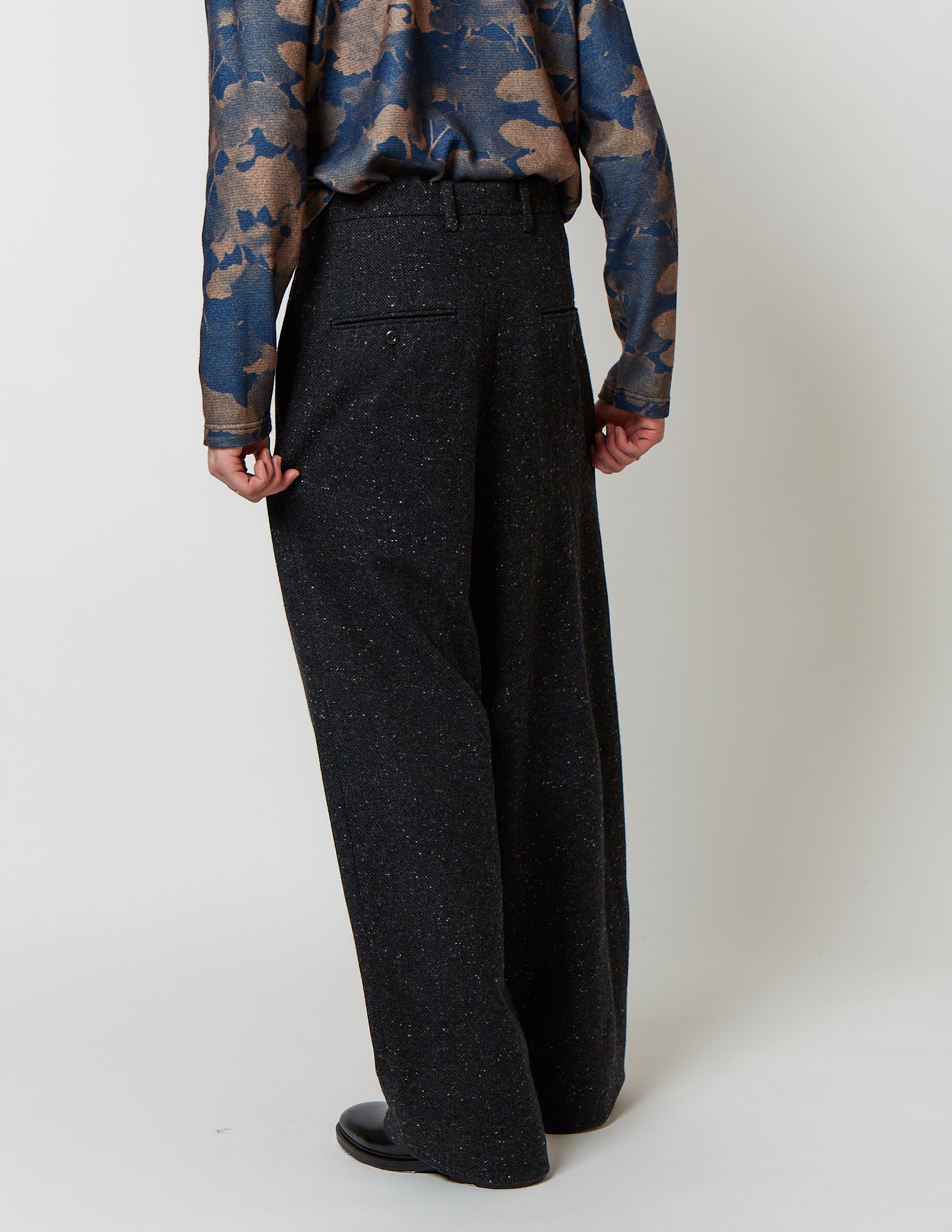 2-IN-TUCKED WIDE DRESS PANTS tweed