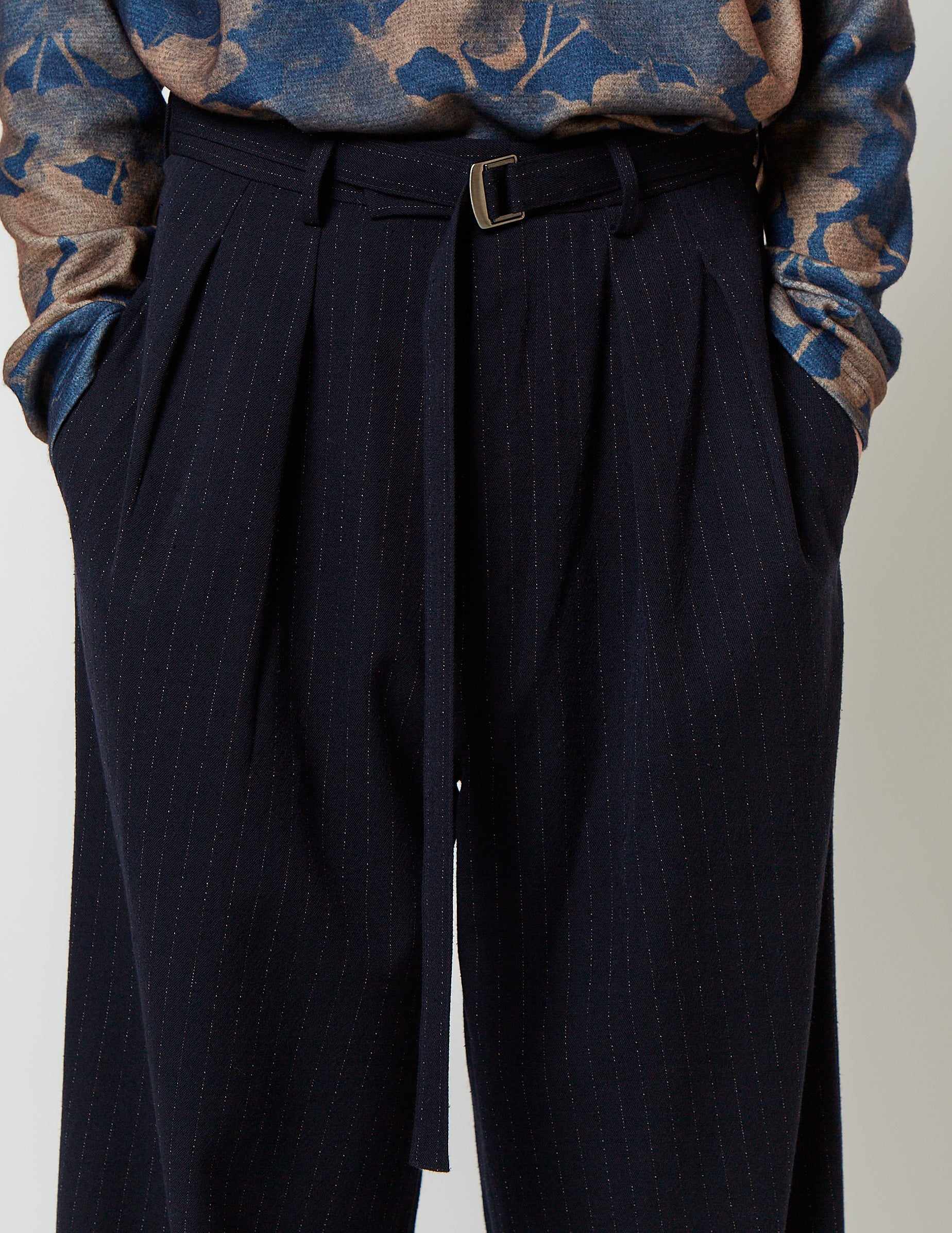 BELTED 2-IN-TUCKED WIDE DRESS PANTS