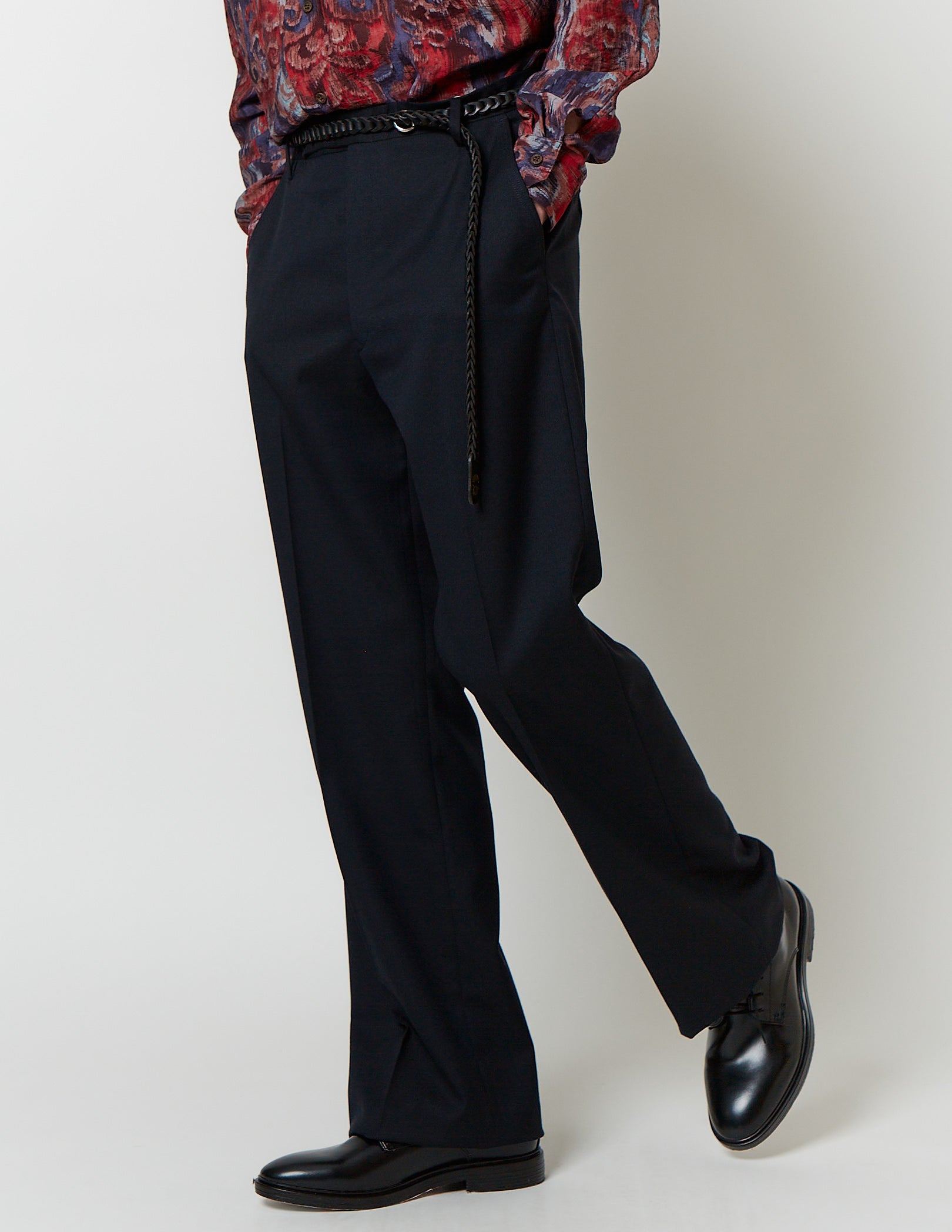 FLARE PANTS dark navy / brwon